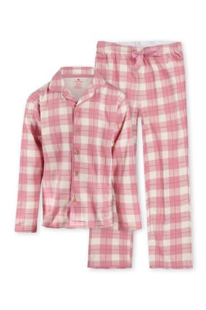 pyjama met roze geruite print