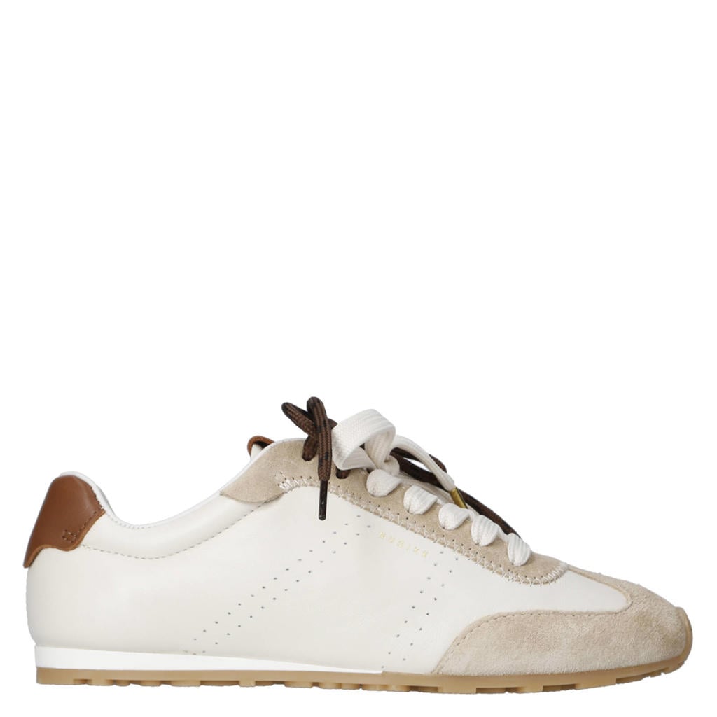 Ecru en beige dames Nubikk Billy Lou leren sneakers met veters