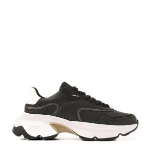 chunky leren sneakers zwart