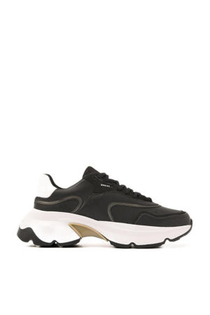 chunky leren sneakers zwart
