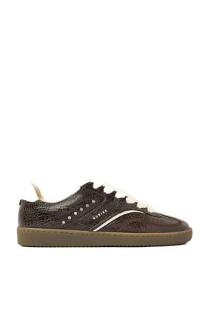 Ray Owen Studs leren sneakers donkerbruin