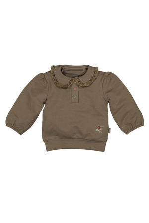 longsleeve bruin broderie