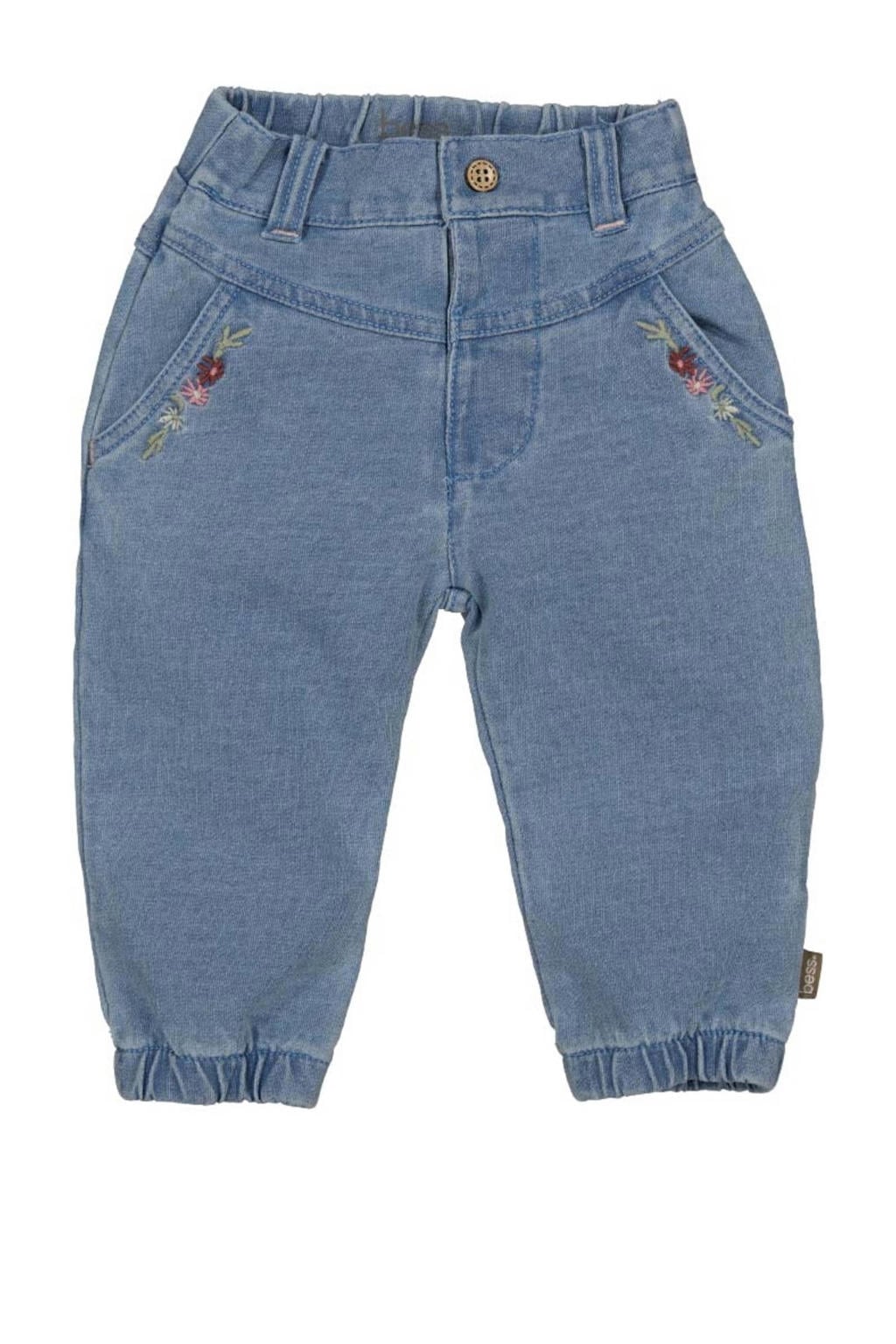 Blauwe meisjes BESS regular waist regular fit jeans van jog denim met effen