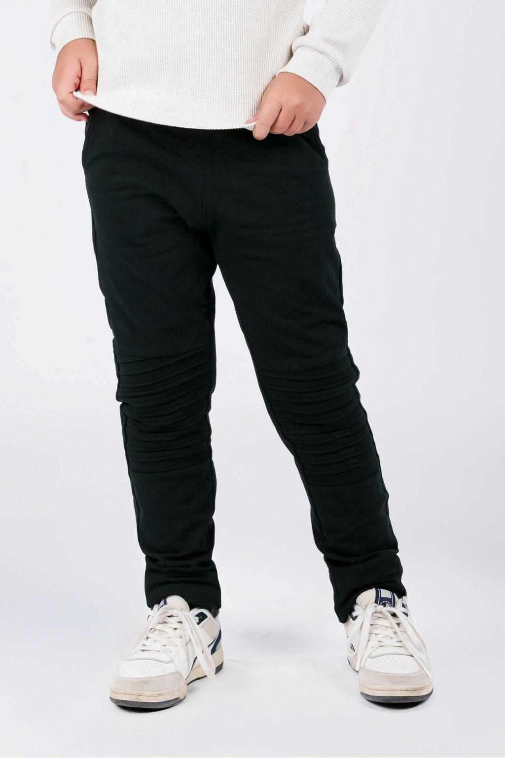 Zwarte jongens B.Nosy slim sweatpants met regular waist, elastische tailleband met koord en effen