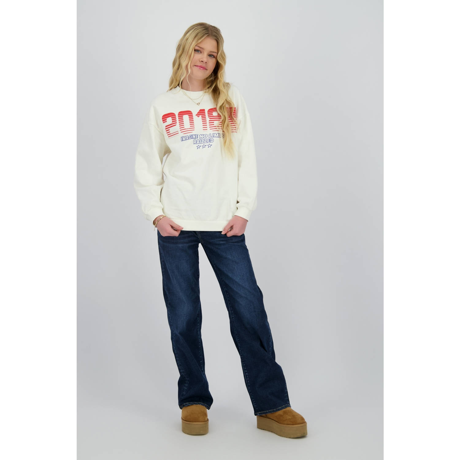 Raizzed high waist wide leg jeans dark blue denim