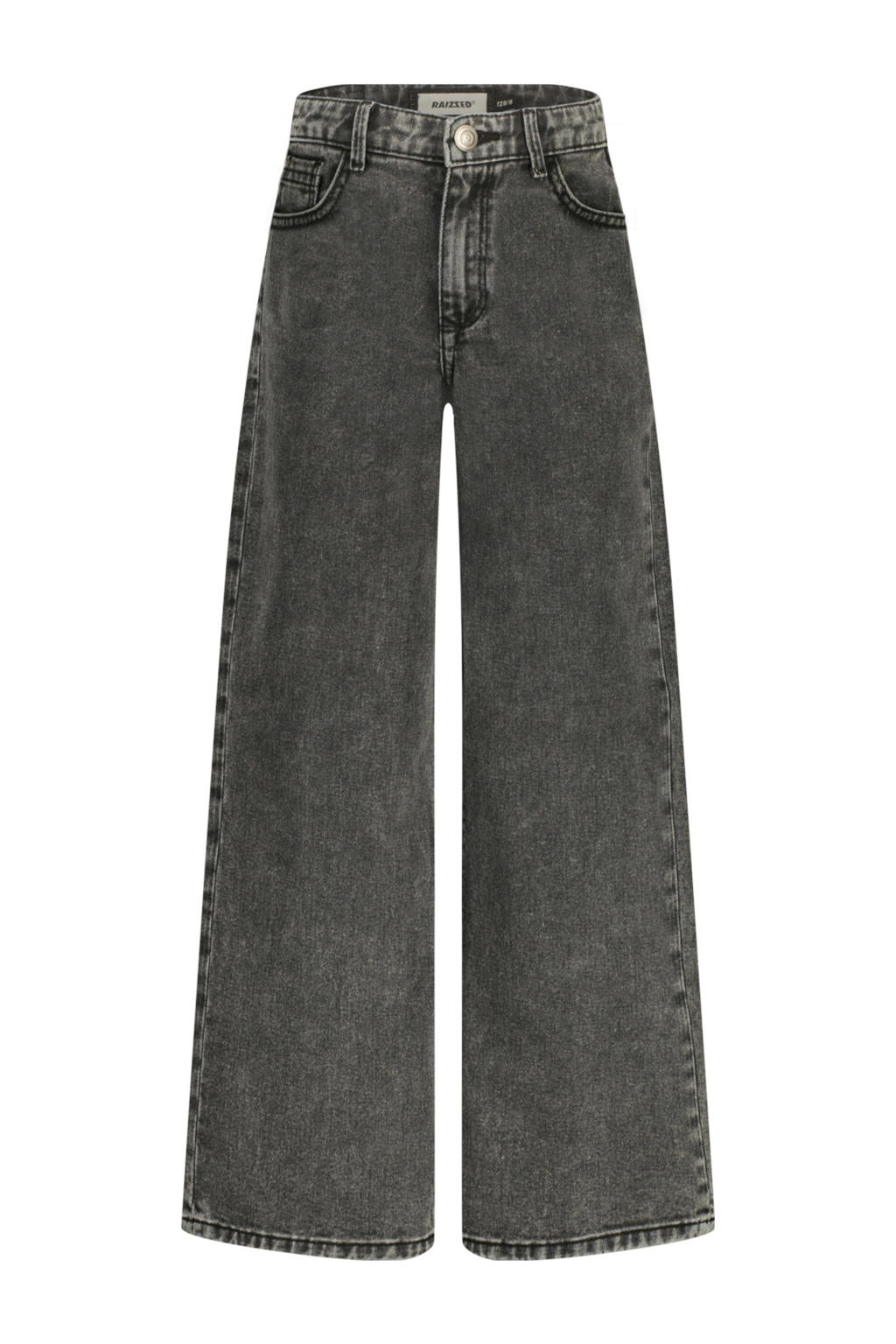 Grey denim meisjes Raizzed high waist wide leg jeans van katoen met rits- en knoopsluiting en effen