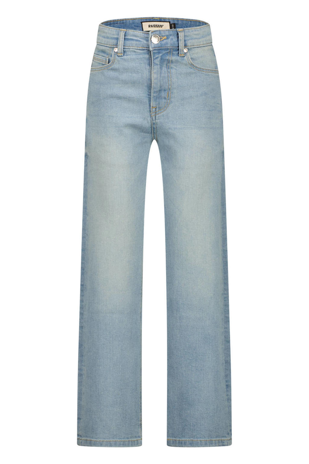 Light blue denim jongens Raizzed wide leg jeans van katoen met rits- en knoopsluiting en effen