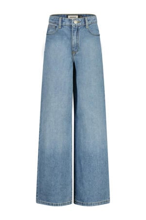 high waist wide leg jeans medium blue denim