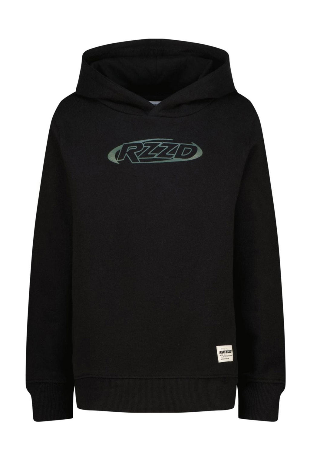 Zwarte jongens Raizzed hoodie van katoen met logo dessin, lange mouwen en capuchon
