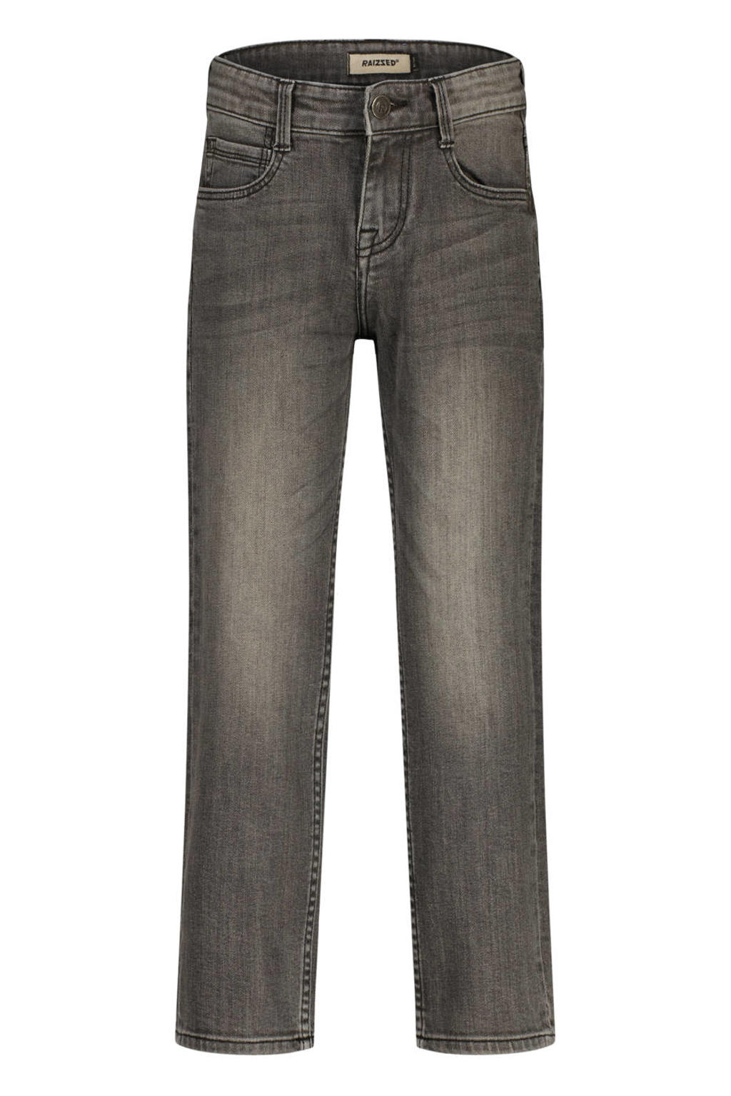Grey denim jongens Raizzed straight leg jeans van katoen met rits- en knoopsluiting en effen