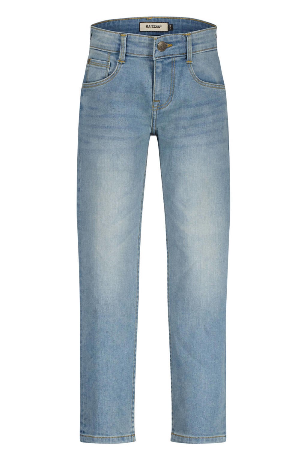 Light blue denim jongens Raizzed straight leg jeans van katoen met rits- en knoopsluiting en effen