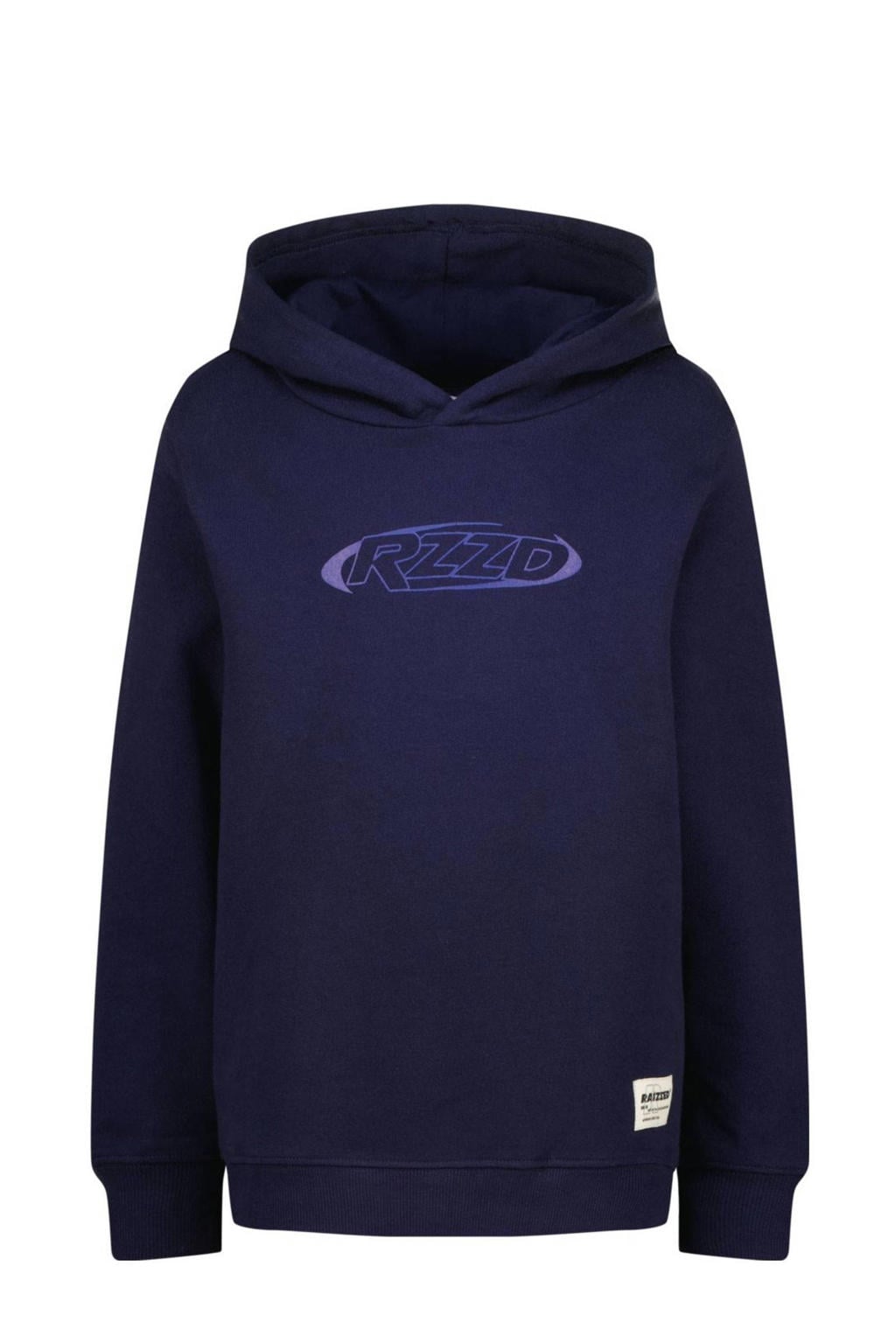 Donkerblauwe jongens Raizzed hoodie van katoen met logo dessin, lange mouwen en capuchon