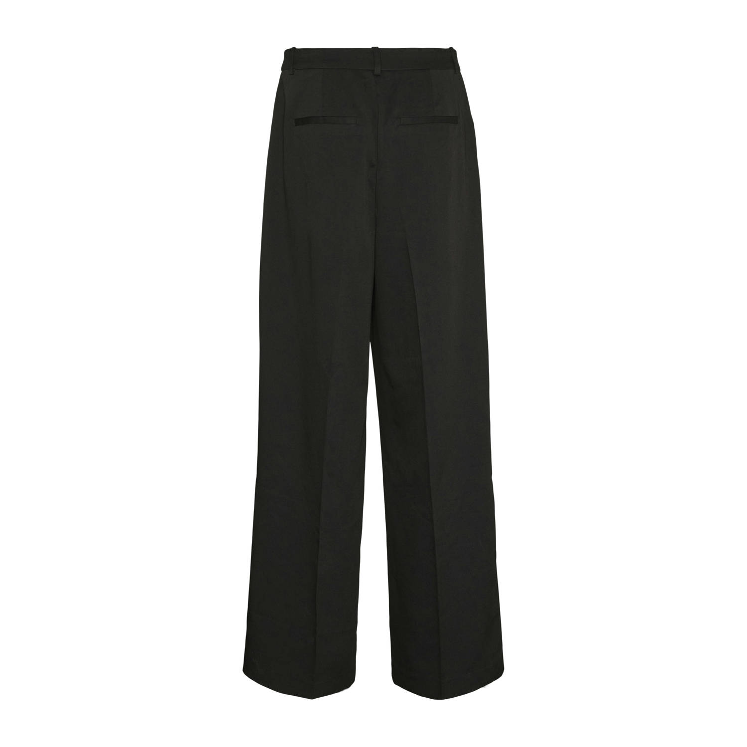 VERO MODA wide leg regular waist casual broek zwart