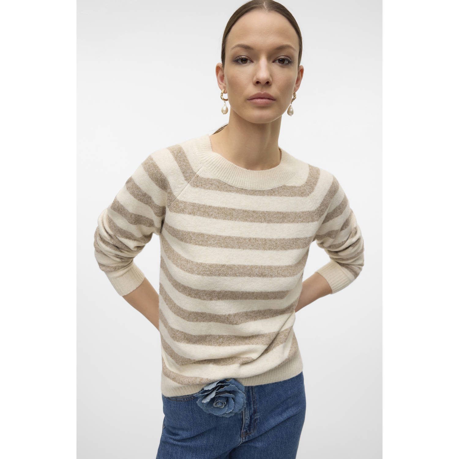 VERO MODA trui lichtgrijs gebreid