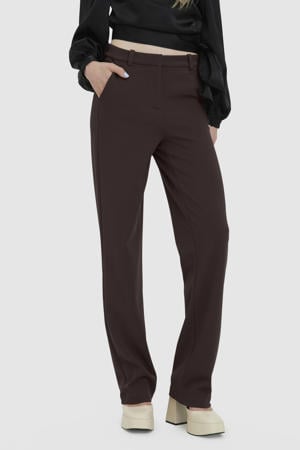 straight high waist pantalon bruin