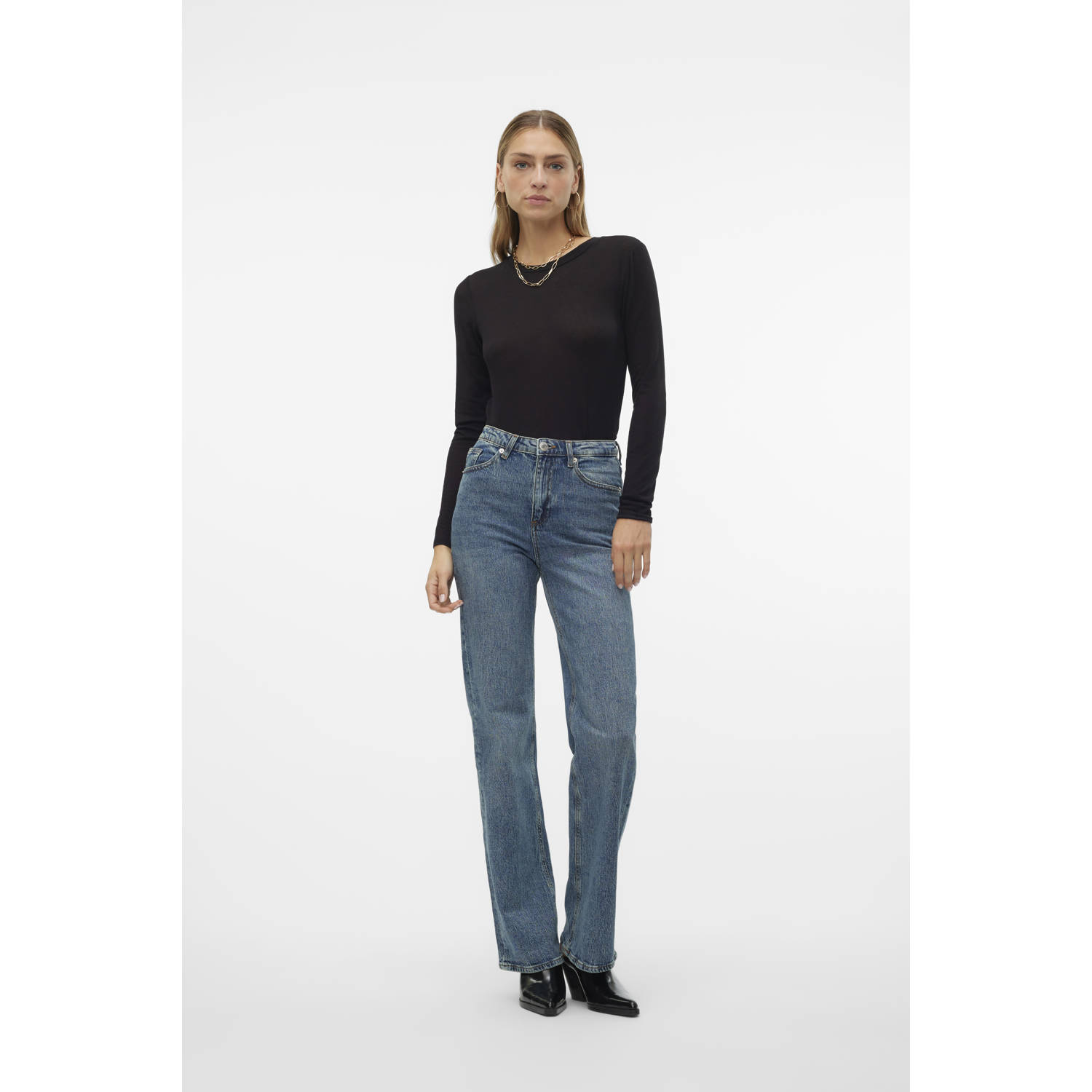 VERO MODA high waist wide leg jeans blauw