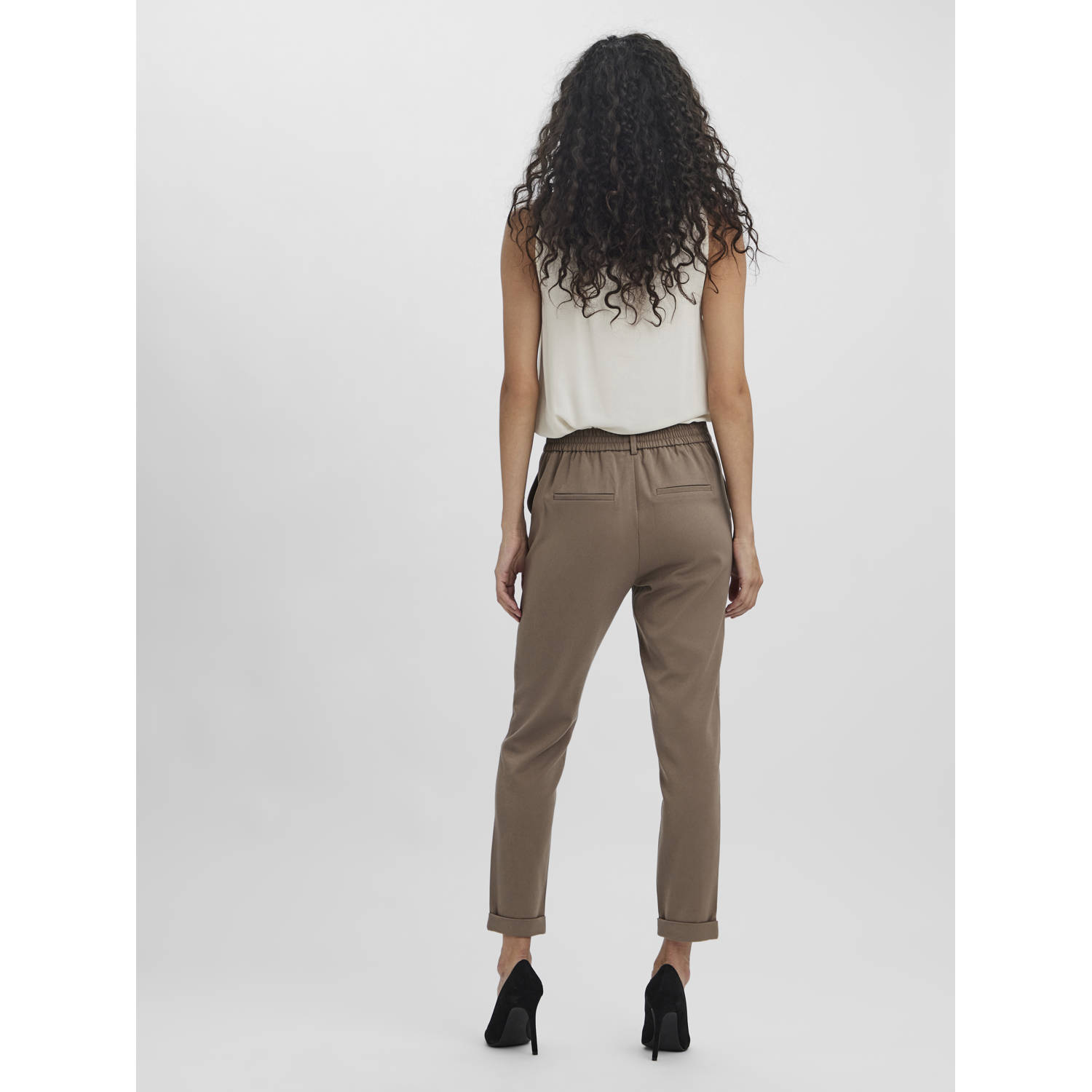 VERO MODA regular waist pantalon lichtbruin