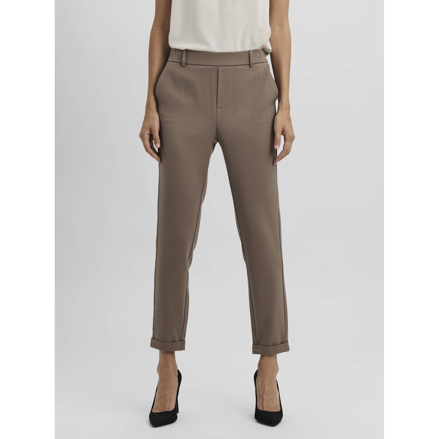 VERO MODA regular waist pantalon lichtbruin
