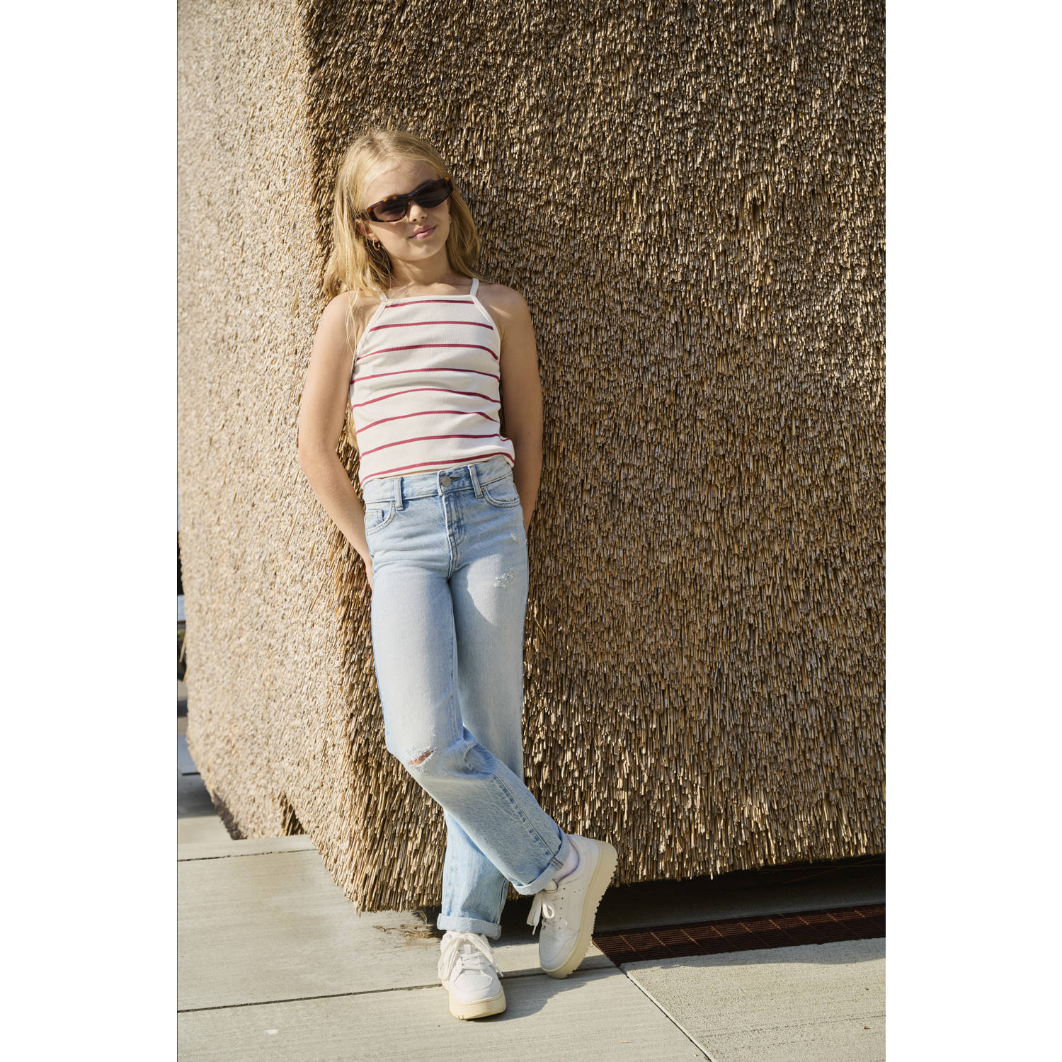 ONLY KIDS GIRL wide leg jeans light blue denim
