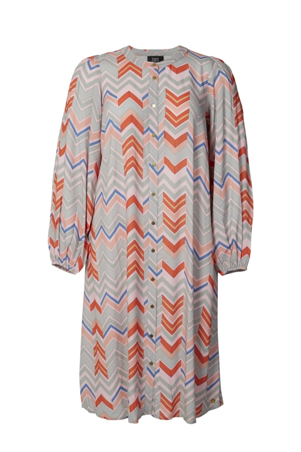 Multikleurige dames Zoey blousejurk van viscose met lange mouwen, button down sluiting en knoopsluiting