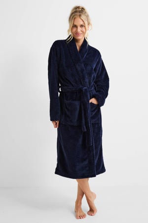 fleece badjas donkerblauw