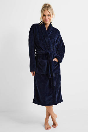 fleece badjas donkerblauw