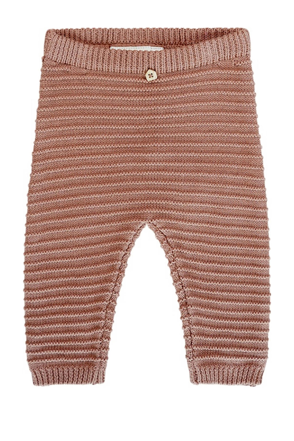 Bruine jongens Petite Maison regular babybroek van katoen met effen