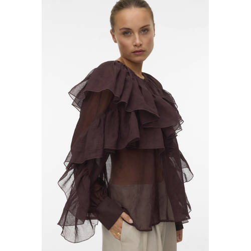 VERO MODA blousetop donkerbruin afbeelding