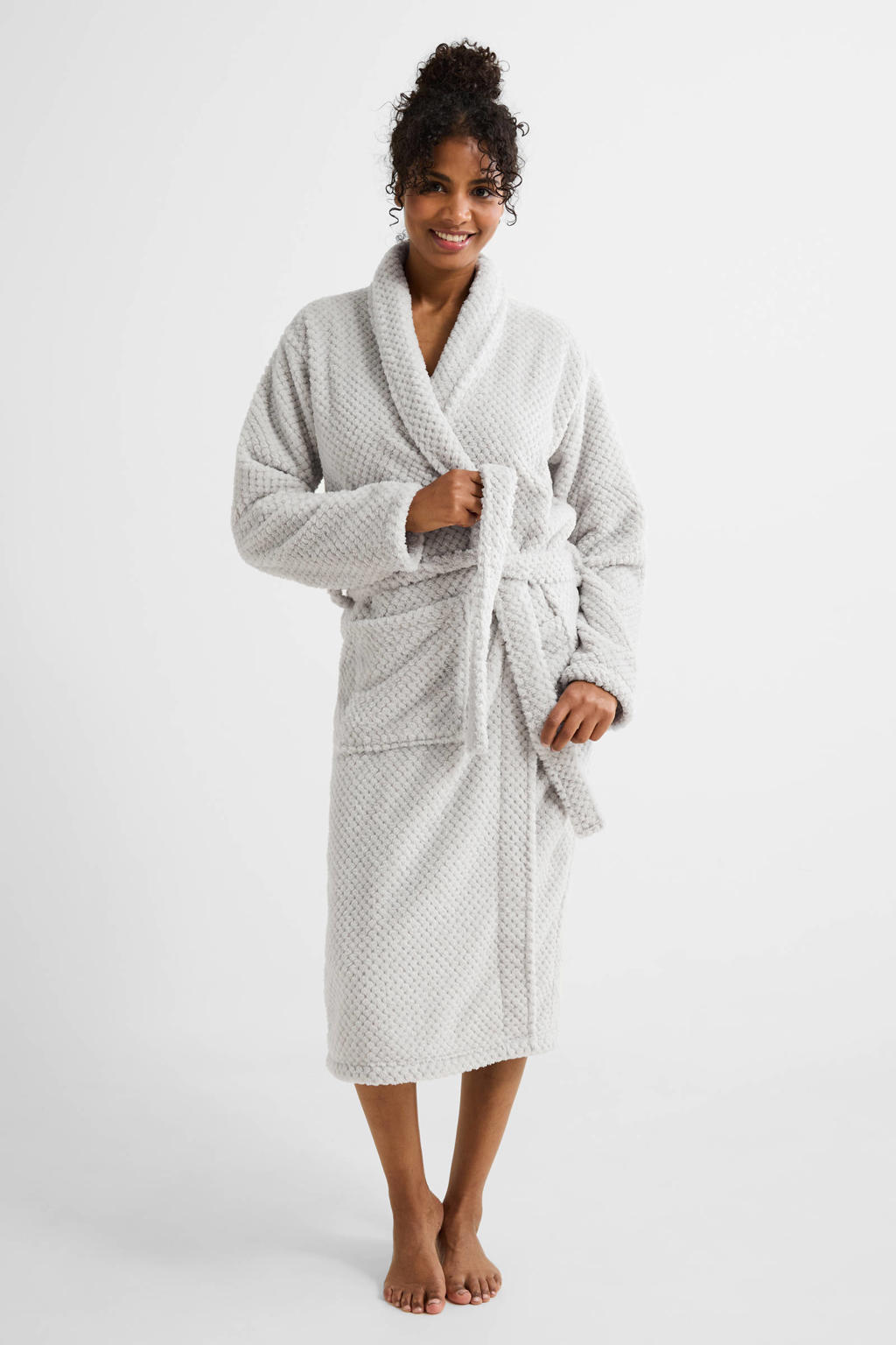 My Basic by After Eden fleece badjas lichtgrijs