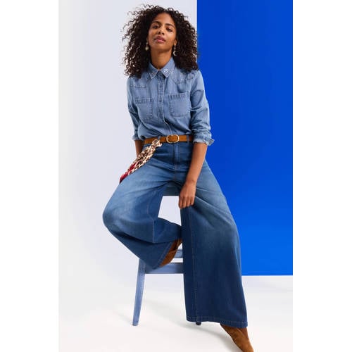 anytime palazzo wide leg jeans blauw afbeelding