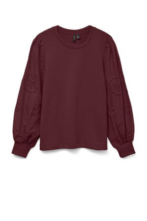 pullover trui rood broderie
