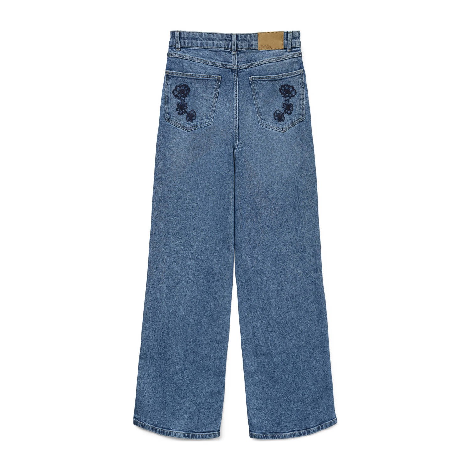 VERO MODA high waist straight leg jeans medium blue denim