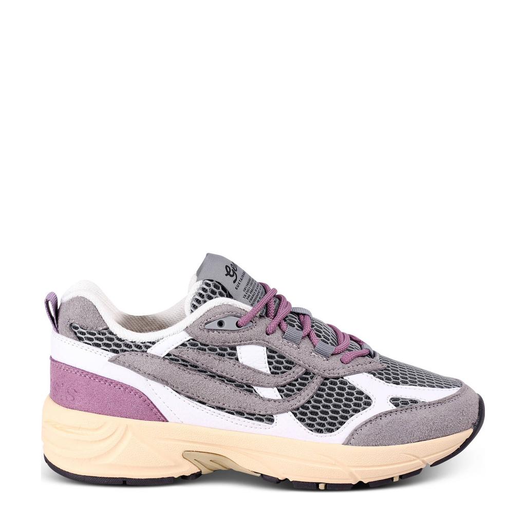 Grijs, wit en lavendelkleurige dames Genesis G-Eco’99 Multi Mesh sneakers van imitatieleer, imitatiesuède en mesh met veters