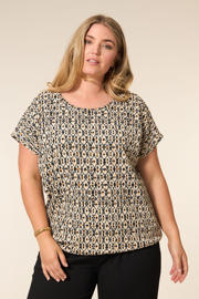 thumbnail: Zandkleurige dames Miss Etam Plus top van polyester met korte mouwen