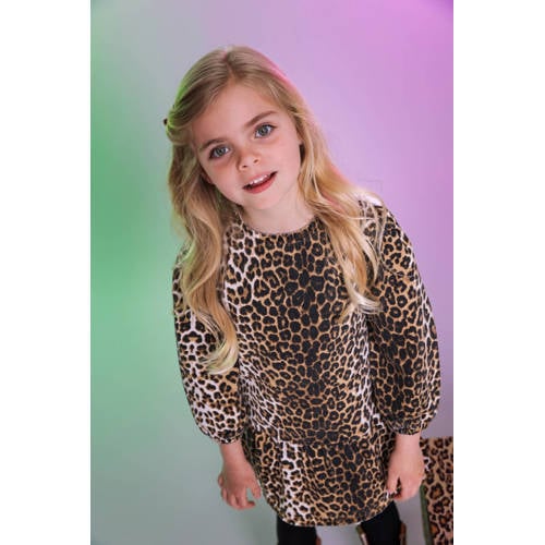 Quapi x Monique Smit korte jurk met panterprint bruin afbeelding