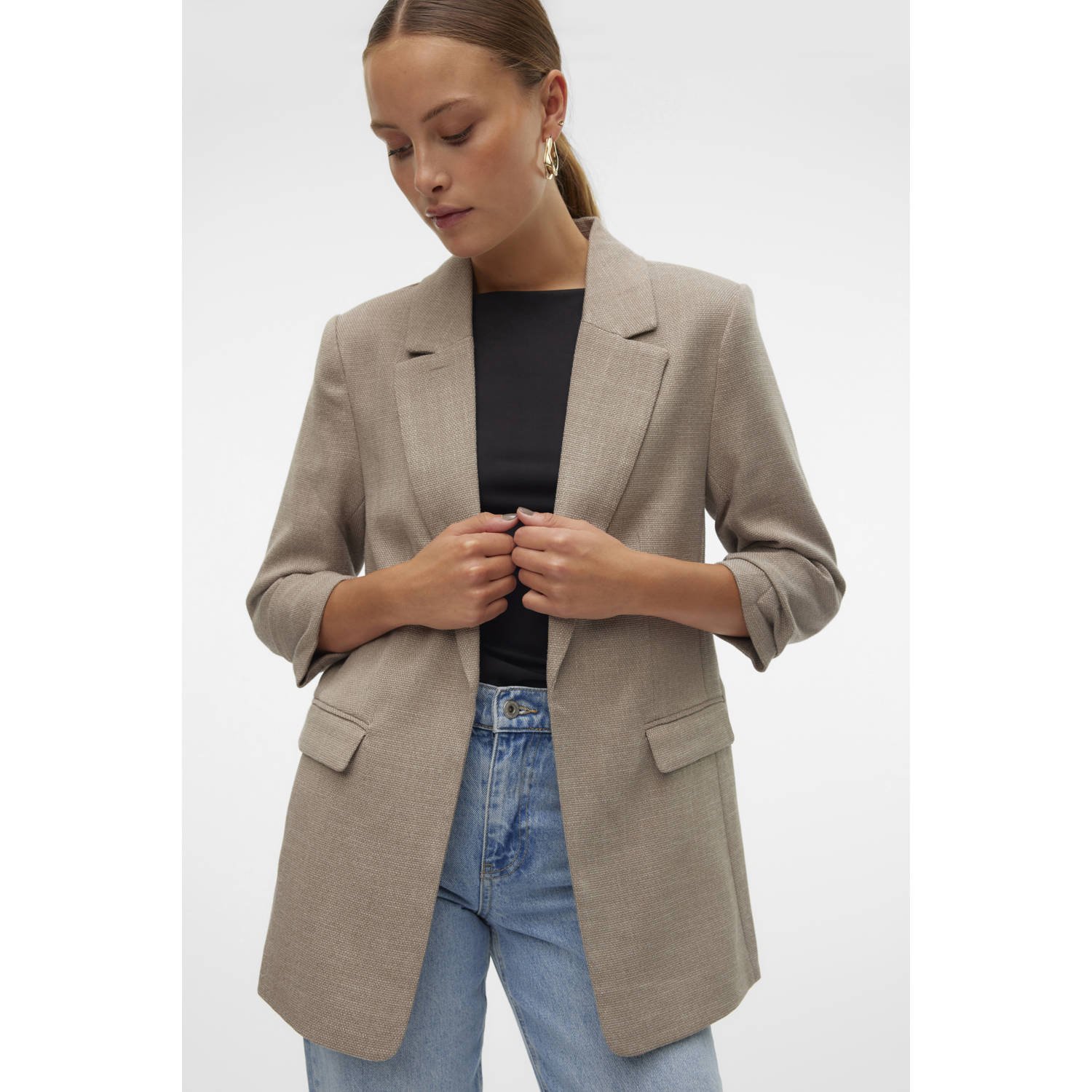 Vero Moda Regular fit lange blazer met viscose model 'FRIDA'