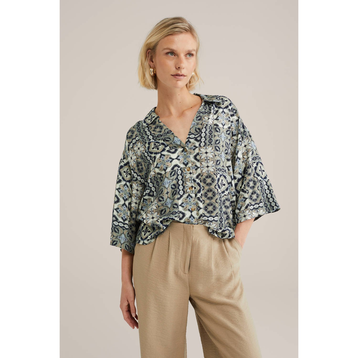 WE Fashion blouse grijsgroen
