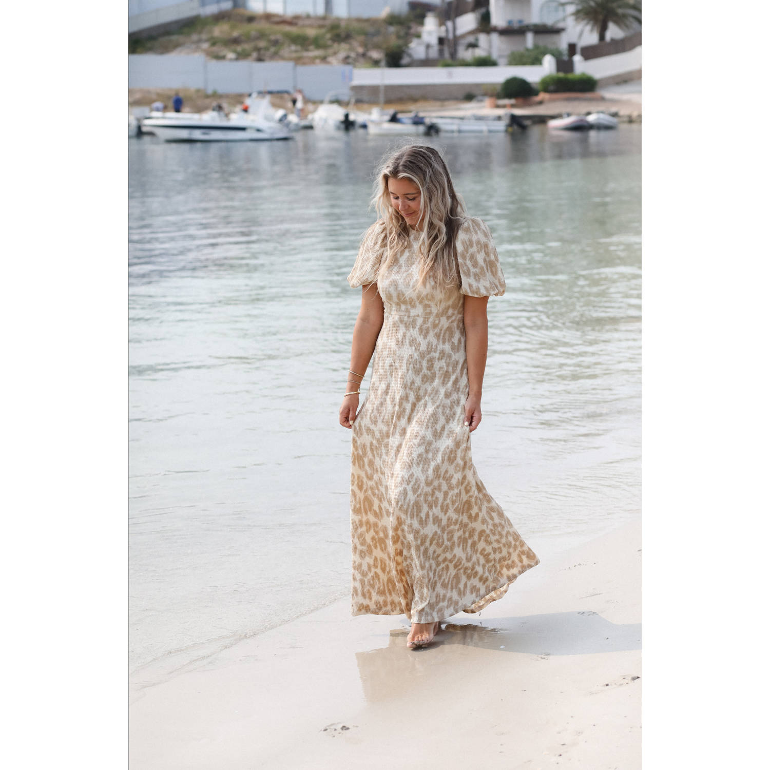 Bolina Island x Florine Hofstee jersey maxi jurk beige