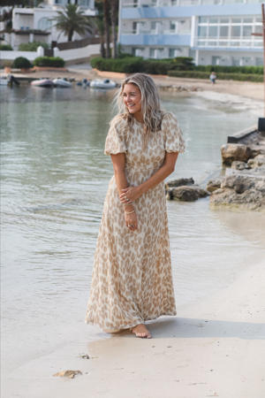 jersey maxi jurk beige