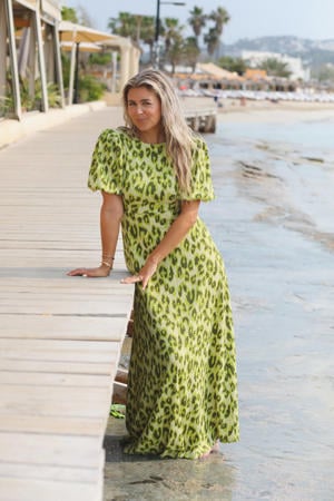 jersey maxi jurk groen