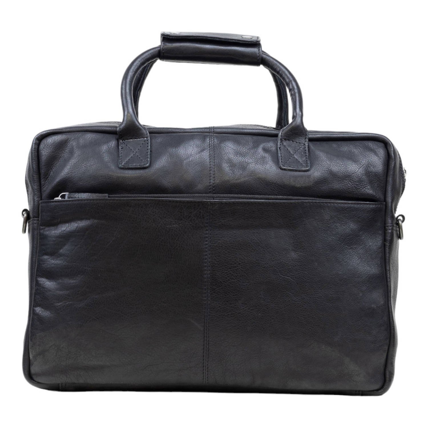 DSTRCT 17 leren laptoptas State Street zwart
