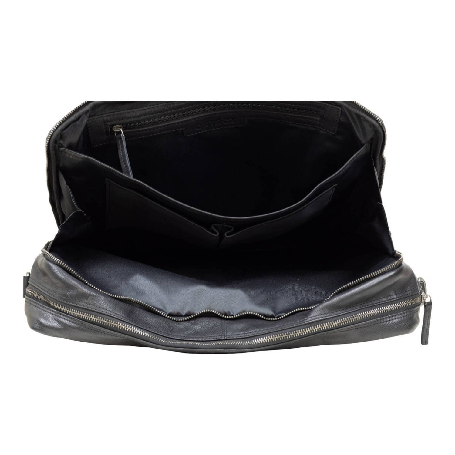 DSTRCT 17 leren laptoptas State Street zwart