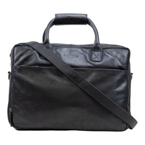  17 leren laptoptas State Street zwart