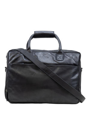  17 leren laptoptas State Street zwart