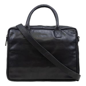 15.6 leren laptoptas State Street zwart
