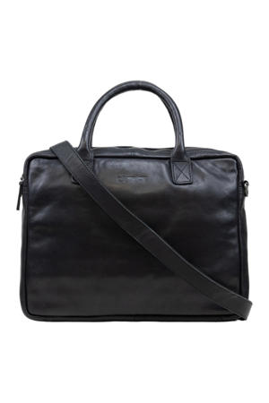  15.6 leren laptoptas State Street zwart