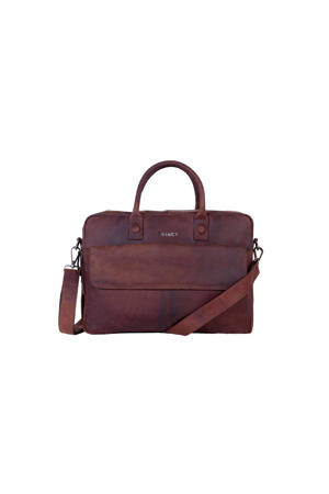  17 leren laptoptas  Wall Street bruin