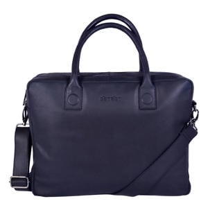 15.6 leren laptoptas Fletcher Street zwart