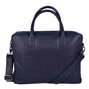  15.6 leren laptoptas Fletcher Street zwart