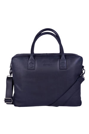  15.6 leren laptoptas Fletcher Street zwart